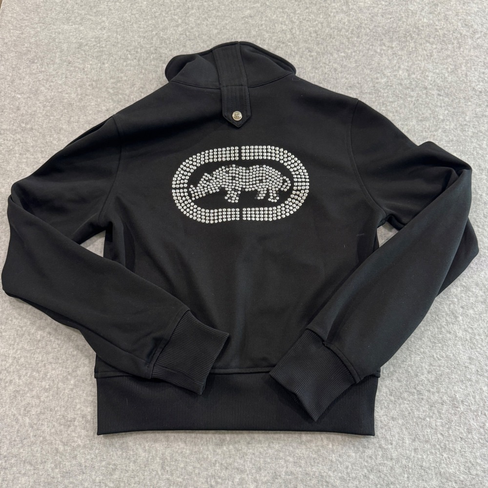 Ecko Red Womens Y2K Black‎ Rhinestone Rhino Track Jacket Full Zip Size M